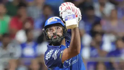 Rohit Sharma playing a shot during MI vs KKR IPL 2026 clash