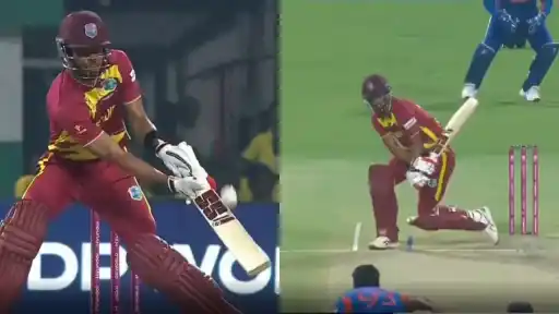 Roston Chase nails a stunning scoop shot against Bumrah at Eden Gardens in the IND vs WI Super 8 match