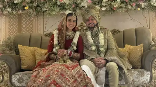 Gautam Gambhir greets newlywed Kuldeep Yadav and Vanshika Chadha at grand Lucknow reception