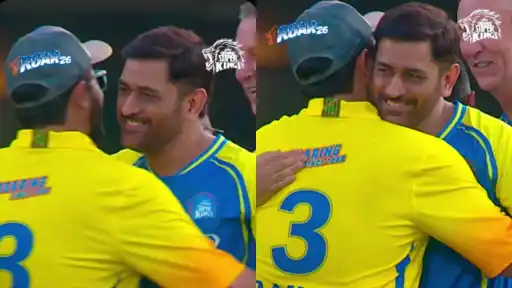 Suresh Raina and MS Dhoni seen hugging