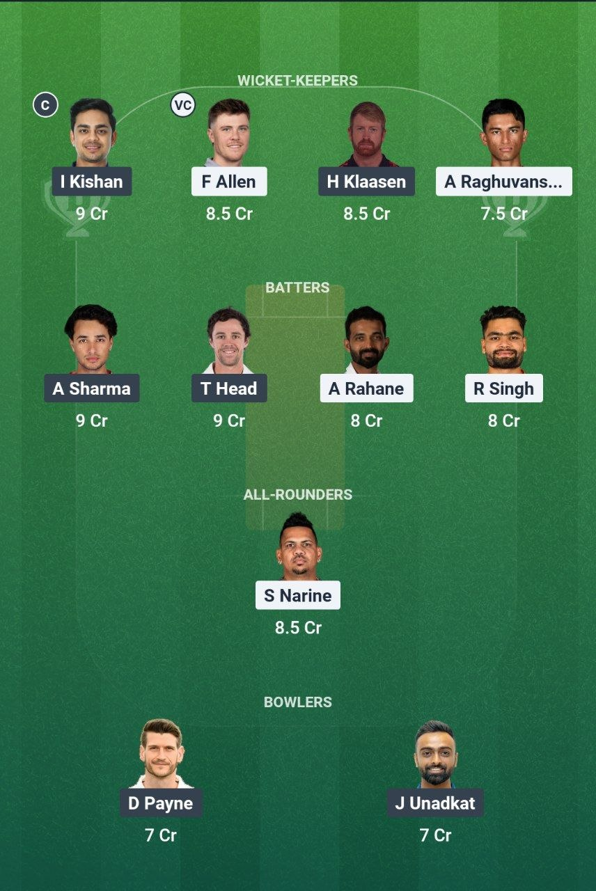 KKR vs SRH Dream11 Team