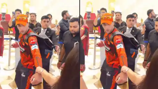 A viral video shows a fan grabbing Abhishek Sharma’s hand in Jaipur after the RR vs SRH IPL 2026 match, sparking debate online.