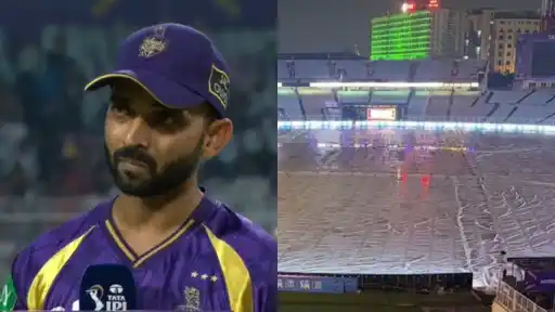 KKR chose to bat first under cloudy conditions