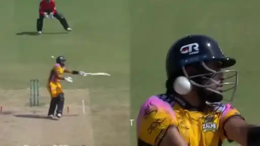 Babar Azam hit by a bouncer