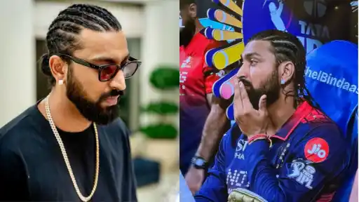 Krunal Pandya with a different hairstyle