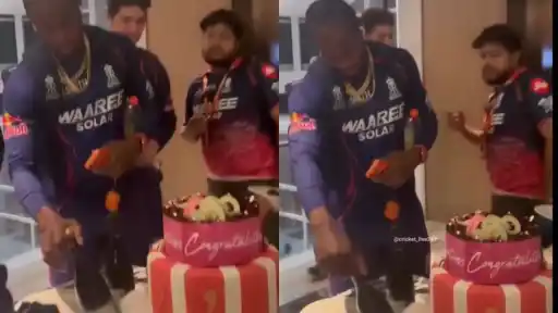 Jofra Archer goes viral after casually picking up a champagne bottle in the hotel room