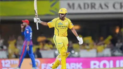 Ayush Mhatre celebrates 27-ball fifty