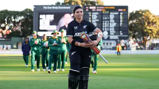 New Zealand women celebrate historic ODI run chase of 350 against South Africa