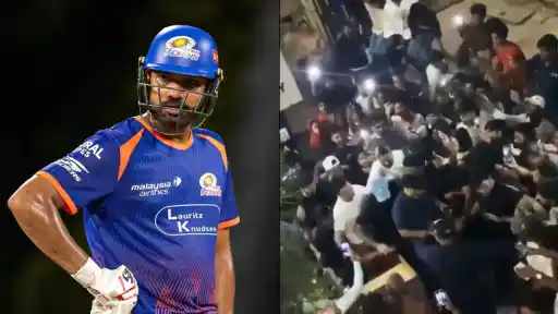 Rohit Sharma was mobbed by a huge crowd outside a Delhi