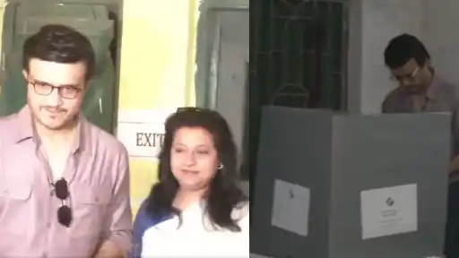Sourav Ganguly Steps Out with Wife to Vote