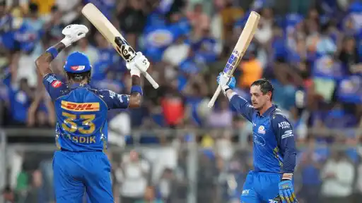 Quinton de Kock IPL 2026 century celebration MI vs PBKS