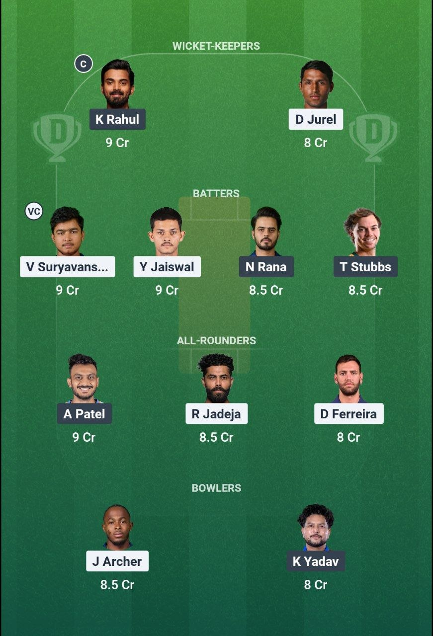 RR vs DC Dream11 Prediction