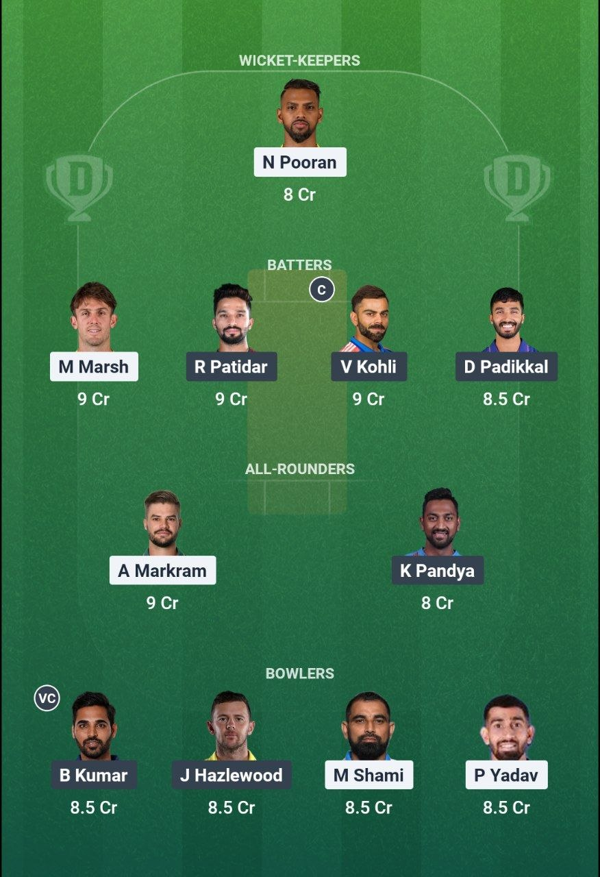 LSG vs RCB Match 50 Dream11 Prediction