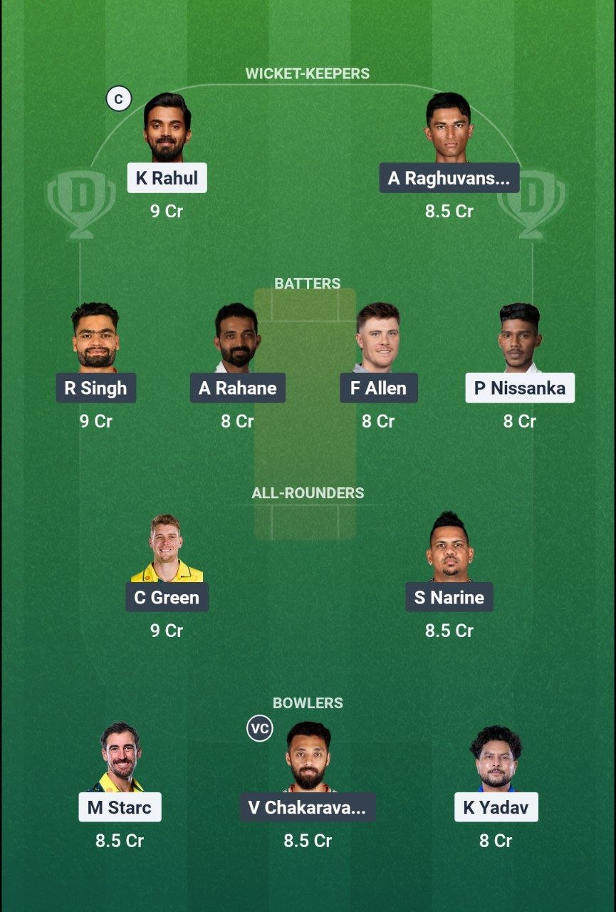 DC vs KKR Match 51 Dream11 Team
