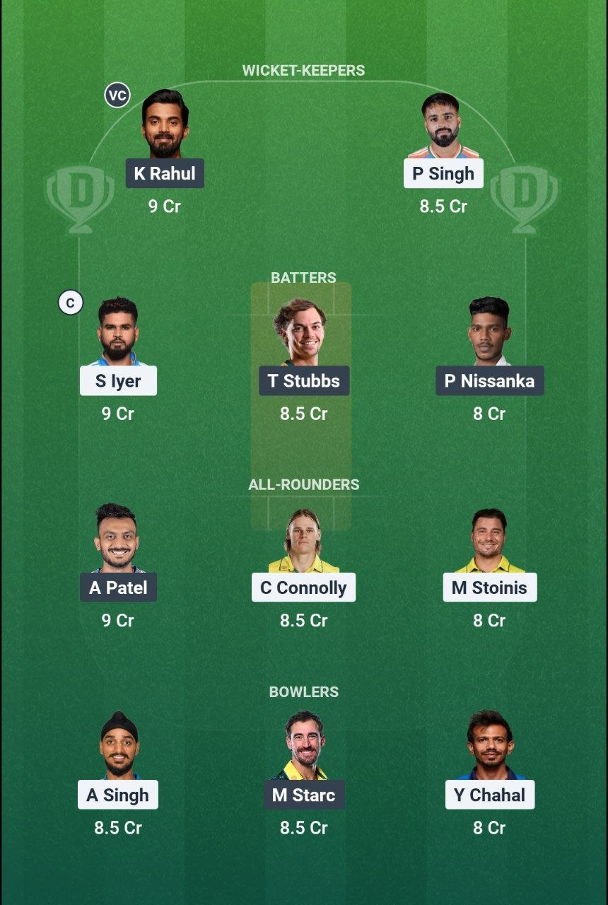 PBKS vs DC Match 55 Dream11 Team