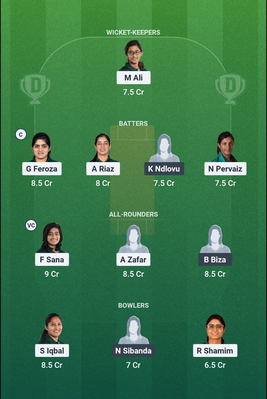 PAK-W vs ZIM-W 2nd T20I Dream11 Team