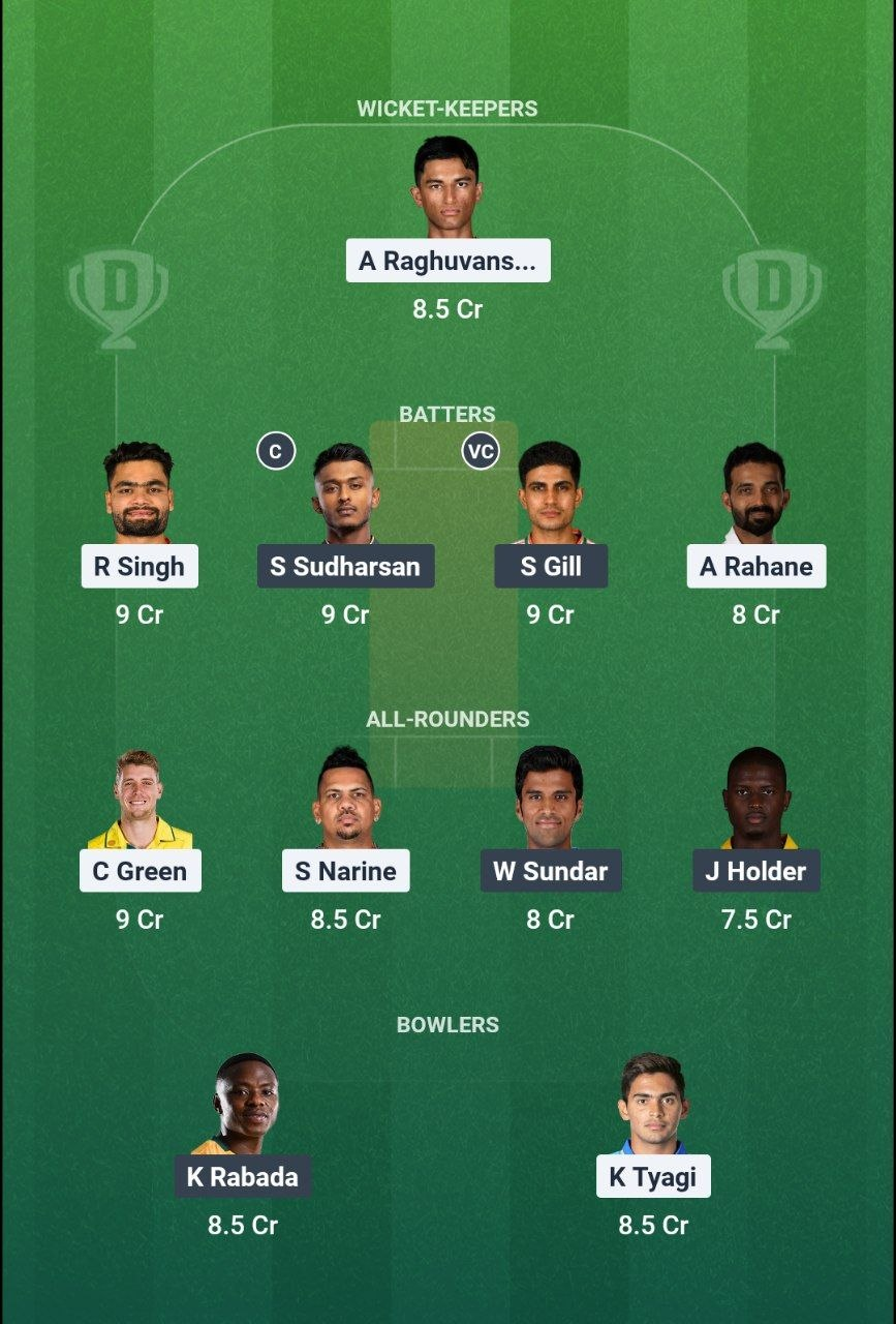 KKR vs GT Match 60 Dream11 Team
