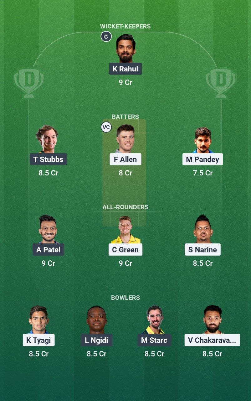 KKR vs DC Match 70 Dream11 Team