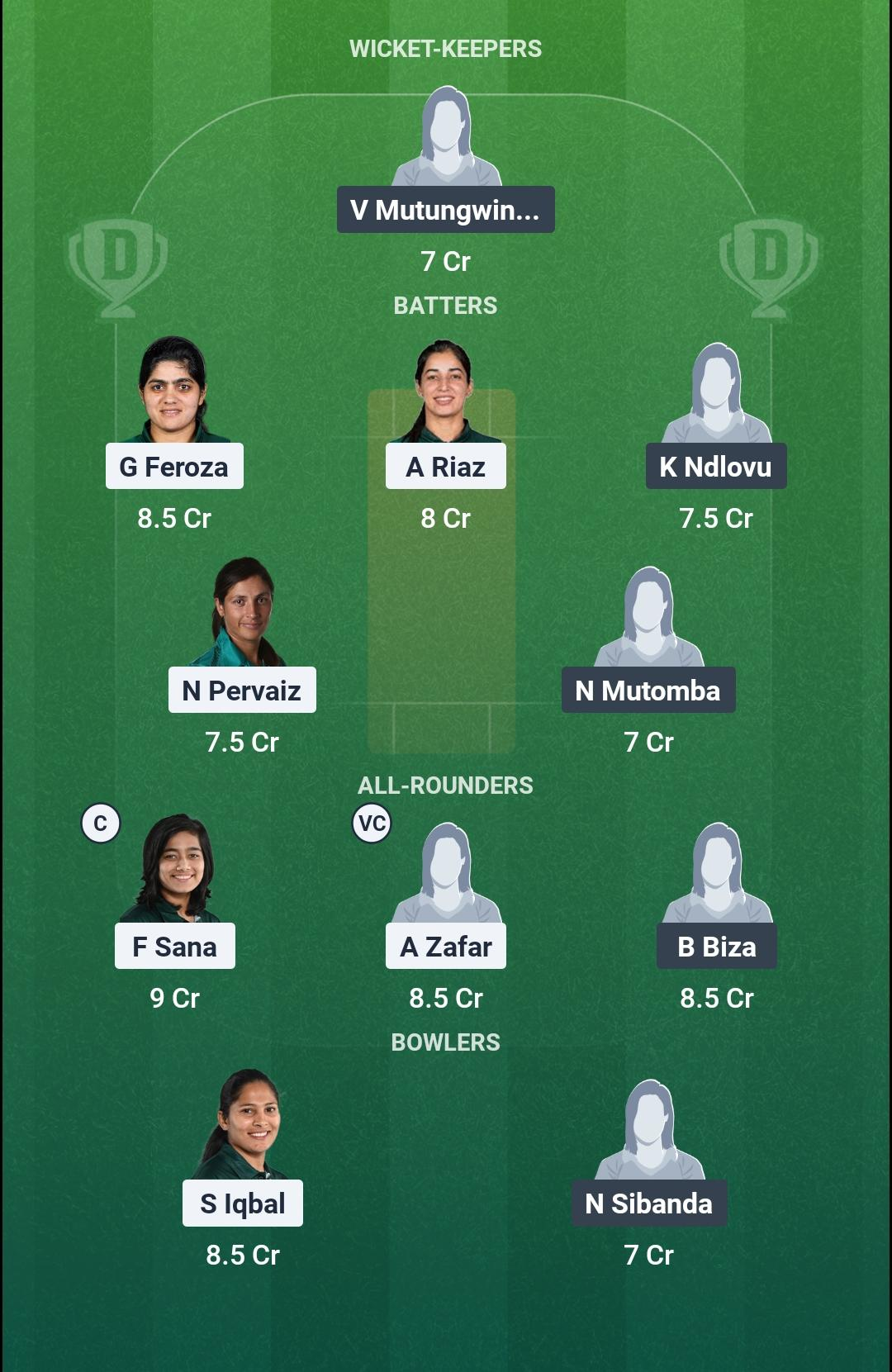 PAK-W vs ZIM-W 2nd T20I Dream11 Team