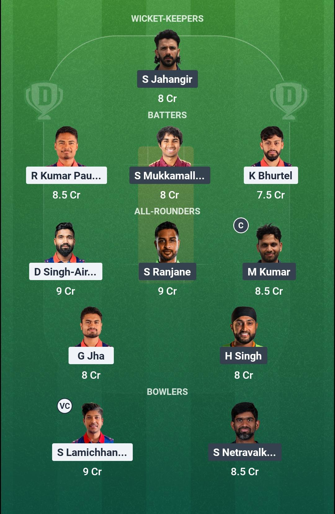 NEP vs USA 109th Match Dream11 Team