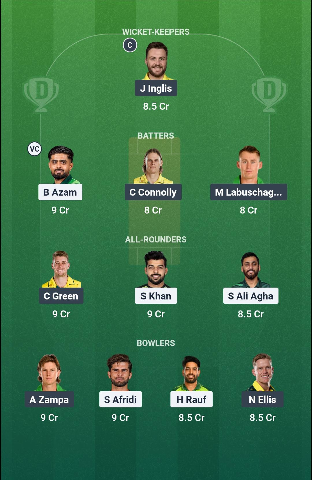 PAK vs AUS 1st ODI Dream11 Team