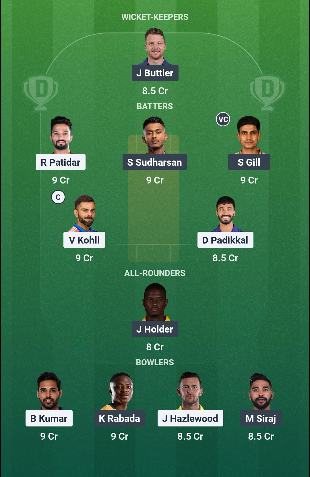 RCB vs GT Final Dream11 Team