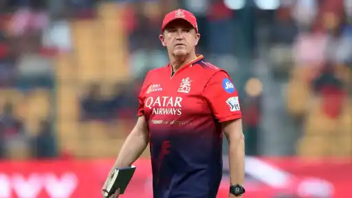 Andy Flower on the sidelines during Royal Challengers Bengaluru vs Mumbai Indians IPL 2026 match