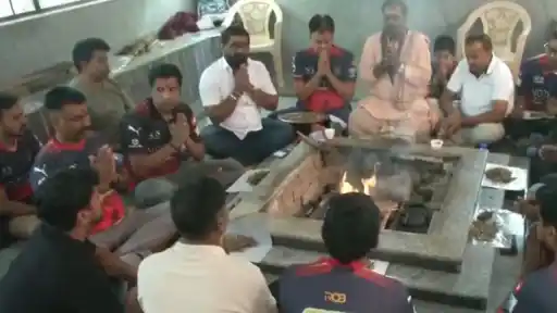 Bengaluru fans performing special pooja and hawan to bless RCB ahead of IPL 2026 Final against Gujarat Titans at Narendra Modi Stadium Ahmedabad
