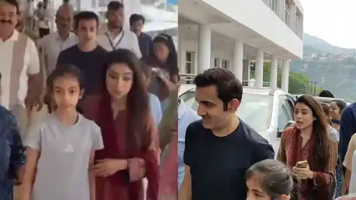 Gautam Gambhir offering prayers with his family at Shri Mata Vaishno Devi shrine in Katra — spiritual visit during IPL 2026 season