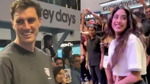 Janhavi Kapoor priceless reaction hitting fan off Pat Cummins bowling SRH vs RCB IPL 2026