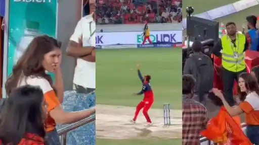 Kavya Maran visibly stunned in the stands as Krunal Pandya bowls a bouncer during SRH vs RCB IPL 2026 match — viral reaction moment