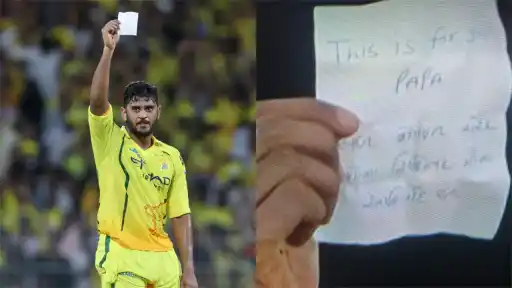 Urvil Patel reveals handwritten 'This is for you Papa' note after scoring joint-fastest 13-ball fifty for CSK vs LSG in IPL 2026