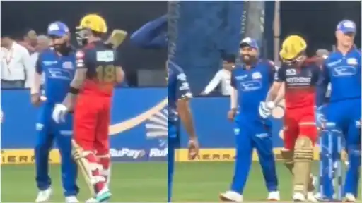 Rohit Sharma and Virat Kohli share hilarious on-field banter during RCB vs MI IPL 2026 Match 54 at Raipur