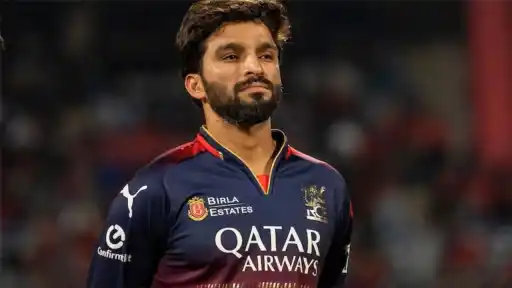 Rajat Patidar speaking at post-match presentation after RCB's last-ball two-wicket win over Mumbai Indians in IPL 2026 Match 54 at Raipur