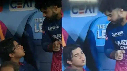 Riyan Parag scolding Vaibhav Sooryavanshi after his dismissal for 96 during RR vs GT IPL 2026 Qualifier 2