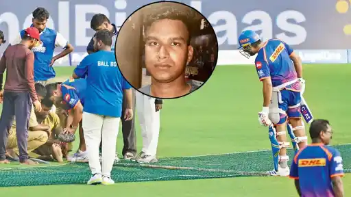 Rohit Sharma checks on groundsman after ball hit him