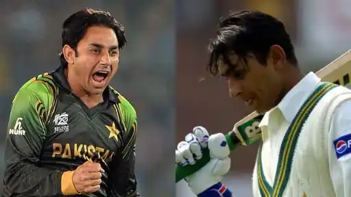 Saeed Ajmal giving a 'BELT' treatment to disgraced ex-cricketer Faisal Iqbal on live TV amid Pakistan vs Bangladesh Test series