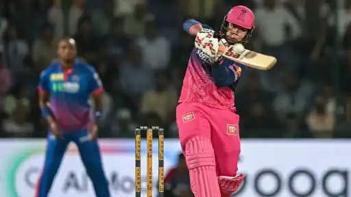 Vaibhav Sooryavanshi celebrating most sixes by an Indian batter in TATA IPL history — RR vs DC Match 62 IPL 2026 Sawai Mansingh Stadium Jaipur