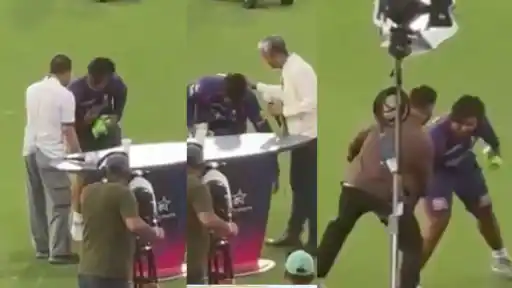 Vaibhav Suryavanshi rushes to touch Sunil Gavaskar and Sanjay Bangar's feet after his 97-run knock in IPL 2026 Eliminator against SRH at Mullanpur
