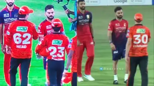 Virat Kohli refusing to shake hands with Travis Head after SRH vs RCB IPL 2026 match at Rajiv Gandhi International Stadium Hyderabad