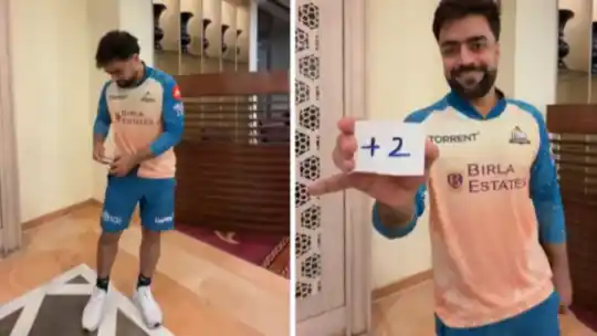 Rashid Khan emptying his pockets in celebration after Gujarat Titans beat Rajasthan Royals by 77 runs in IPL 2026