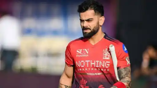 Virat Kohli batting against Gujarat Titans in IPL — 503 runs in nine innings with five fifty-plus scores before the IPL 2026 Final