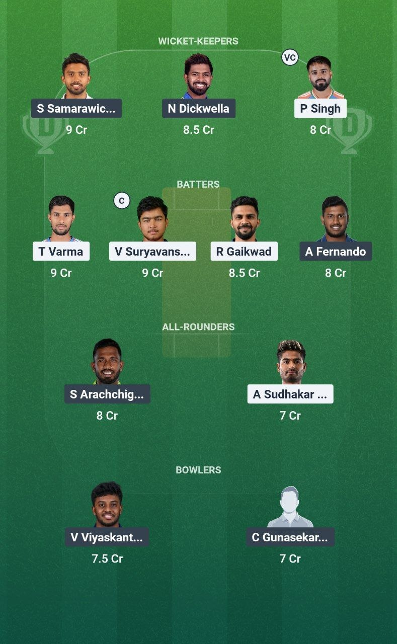 IN-A vs SL-A Dream11 Team