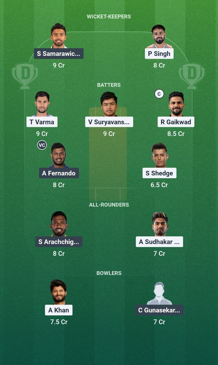IN-A vs SL-A Dream11 Team