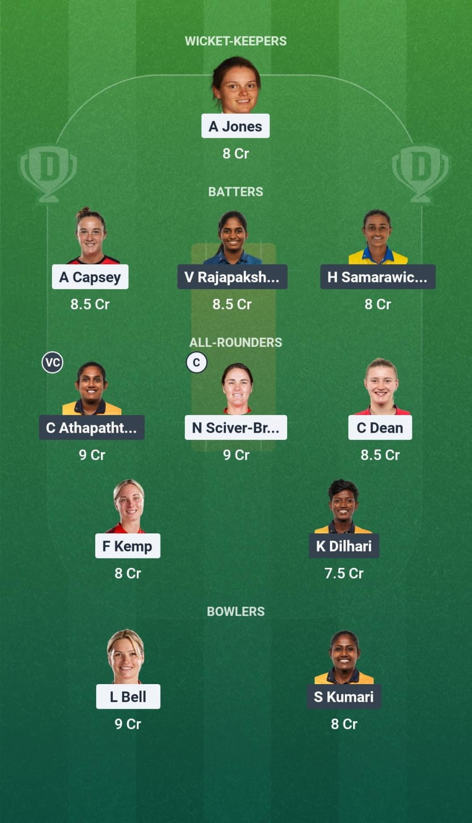ENG-W vs SL-W Match 01 Dream11 Team