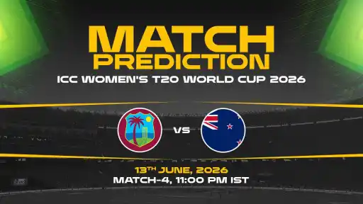WI-W vs NZ-W Match Prediction ICC Women's T20 World Cup 2026 Match 4 — NZ-W Favourites Expert Prediction & Toss Tip