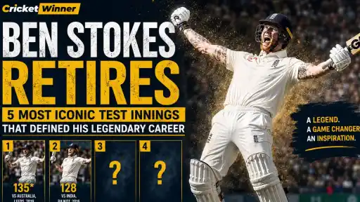 Ben Stokes celebrating during one of his most iconic Test innings — retiring as one of England's greatest ever cricketers