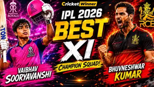 CricketWinner IPL 2026 Team of the Tournament — Vaibhav Sooryavanshi leads the XI with 10 other standout performers from IPL 2026 season