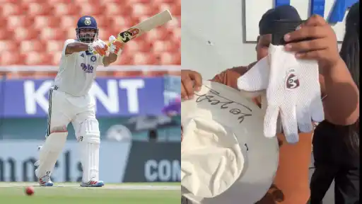 Rishabh Pant handing his inner gloves to a young fan in the stands during India vs Afghanistan match — viral moment