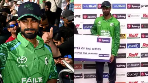 Jai Moondra celebrates winning Player of the Series in his first T20I series, as Ireland stun India 2-0 in Belfast